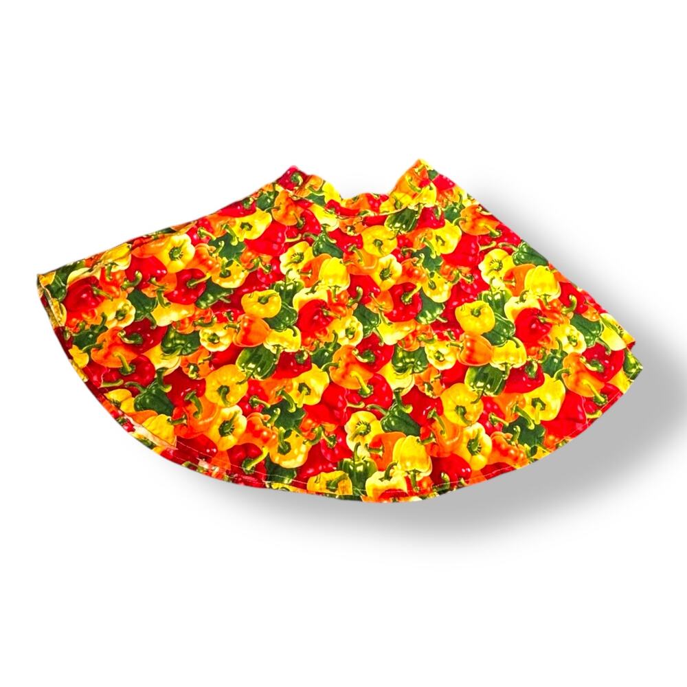 Retrolicious Bell Pepper Print Skater Mini Skirt Colorful Veggie Cotton Medium